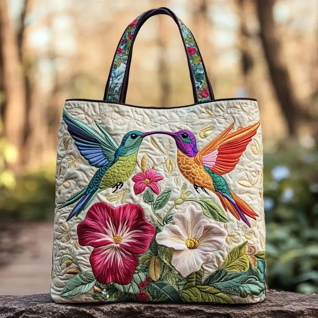 Eleanor | Hummingbird & White Flowers Tote