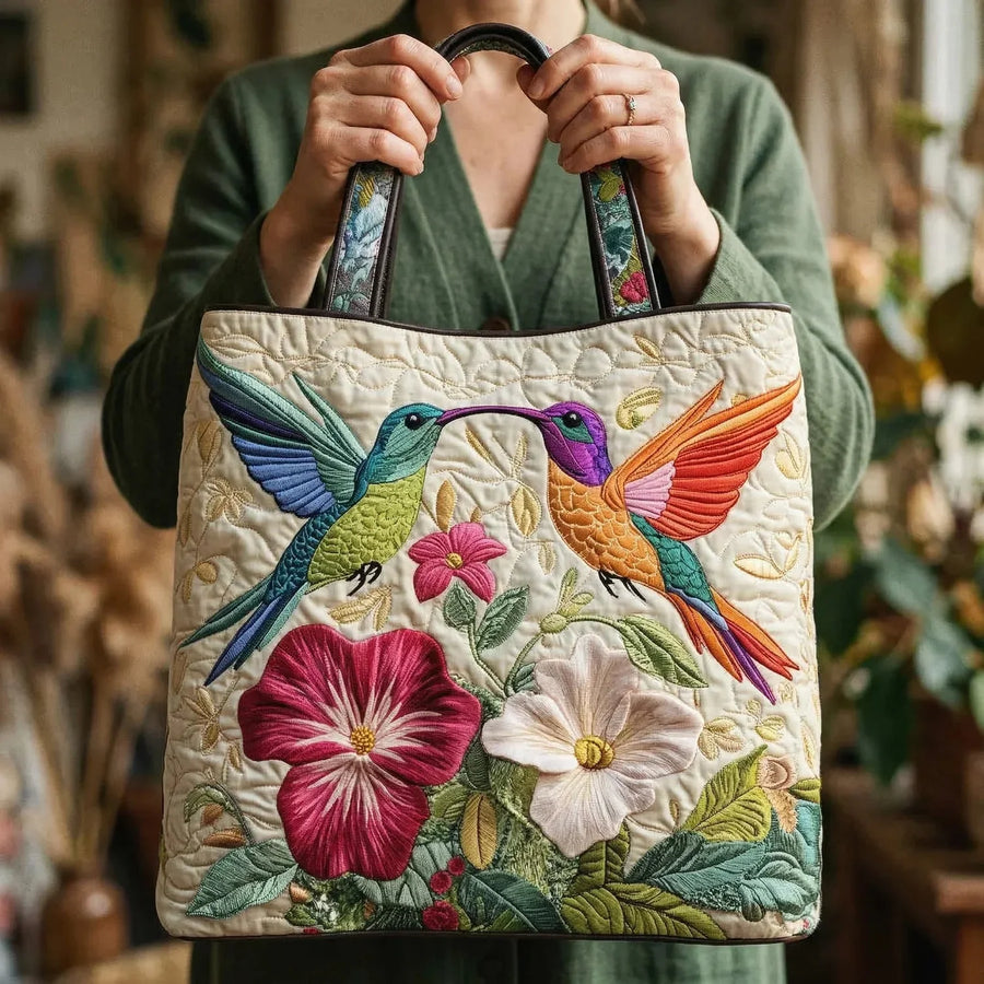 Eleanor | Hummingbird & White Flowers Tote