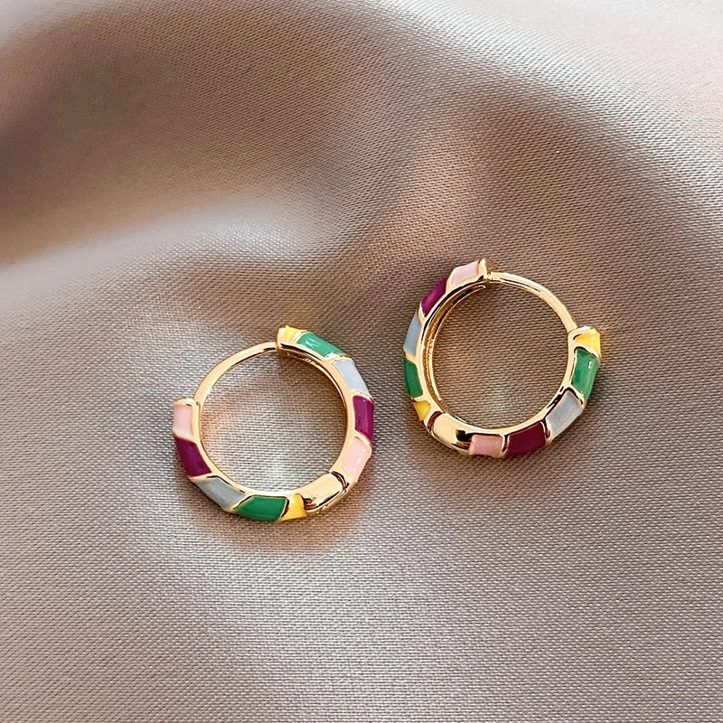 Elegant Gold Earrings with Enamel