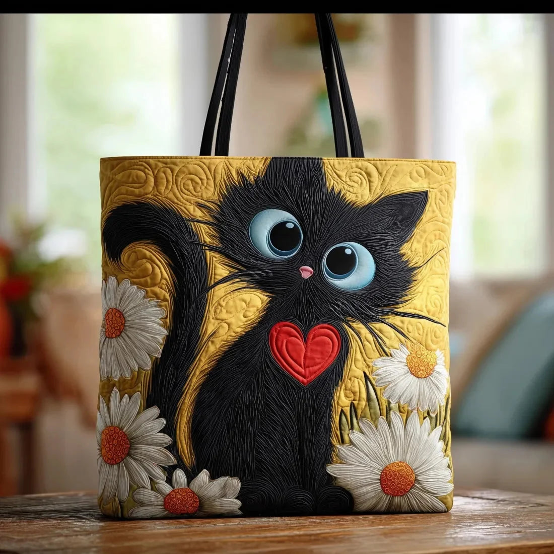 Eloisa | Black Cat & Daisies Tote
