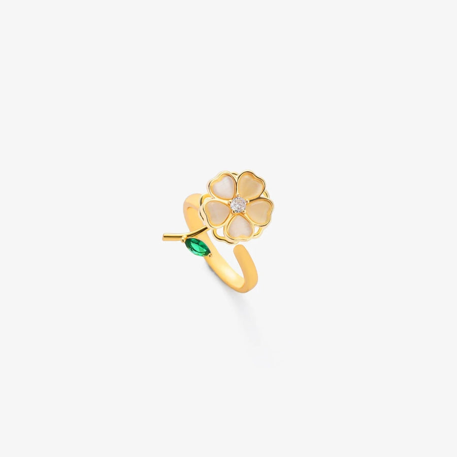 Emerald Leaf Flower Spinning Ring | Gold