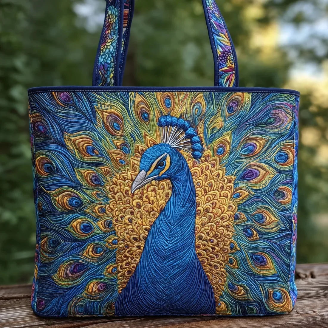 Evelina | Royal Peacock Quilted Tote