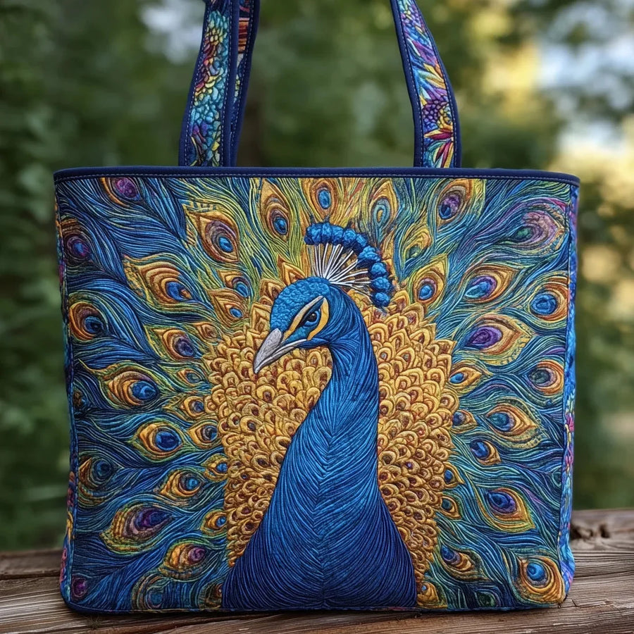 Evelina | Royal Peacock Quilted Tote