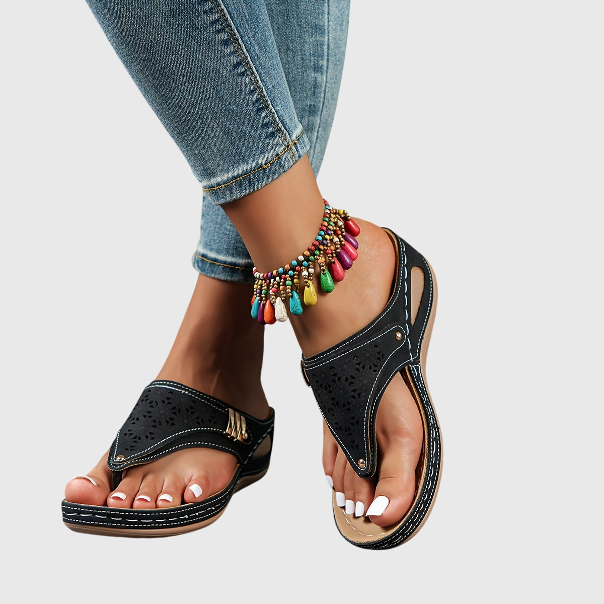 Rosalba | Striped Comfort Flip-Flop Sandals