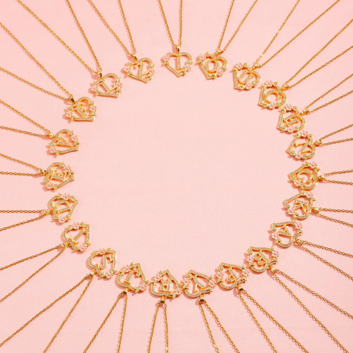 Floral Charm Initial Necklace | Gold