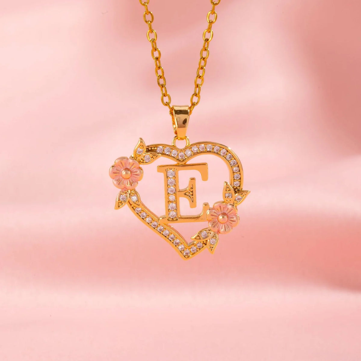 Floral Charm Initial Necklace | Gold