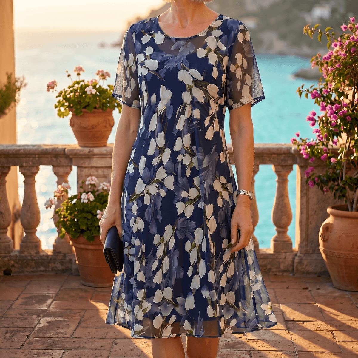 Florenza | Navy Floral Midi Dress