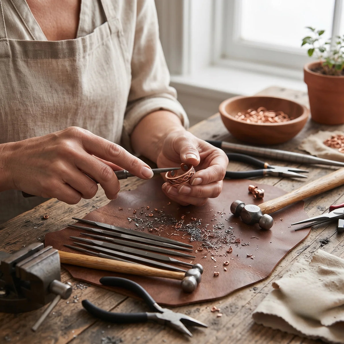 Fluted Copper Ring