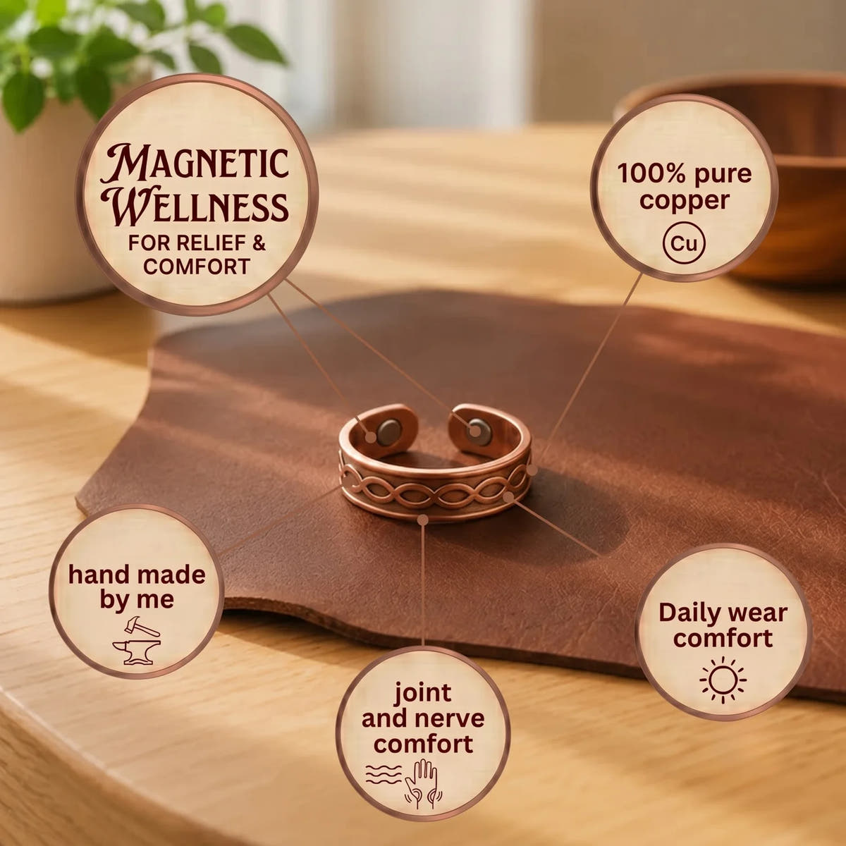 Fluted Copper Ring