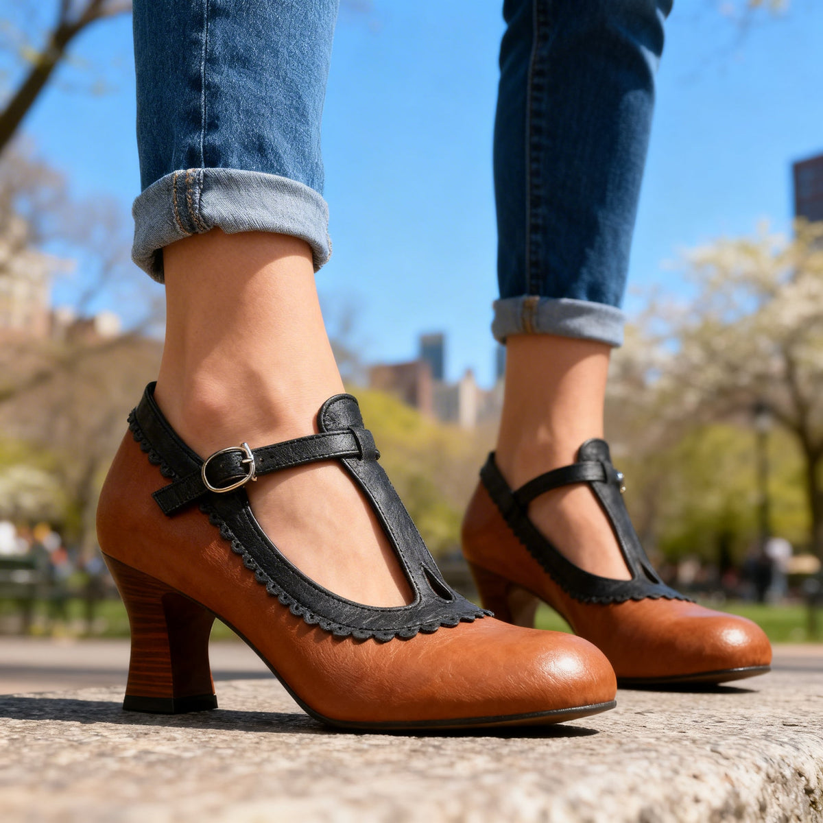 Amoret | Comfort T-Strap Loafers