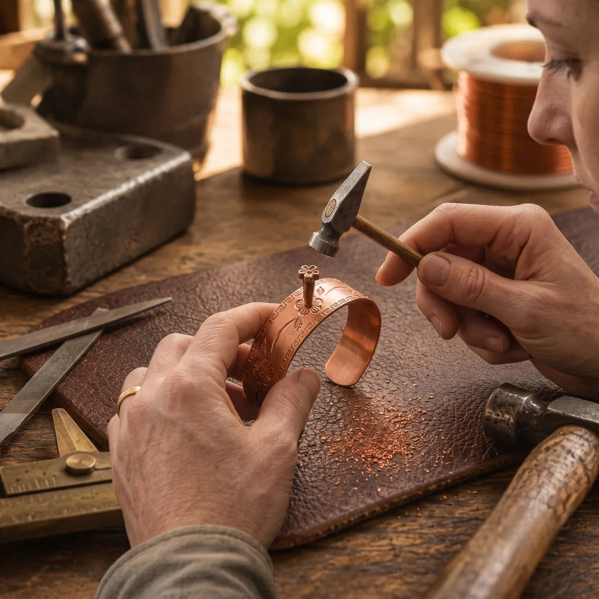 Fret Copper Bracelet