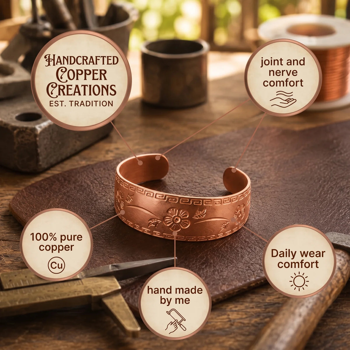 Fret Copper Bracelet