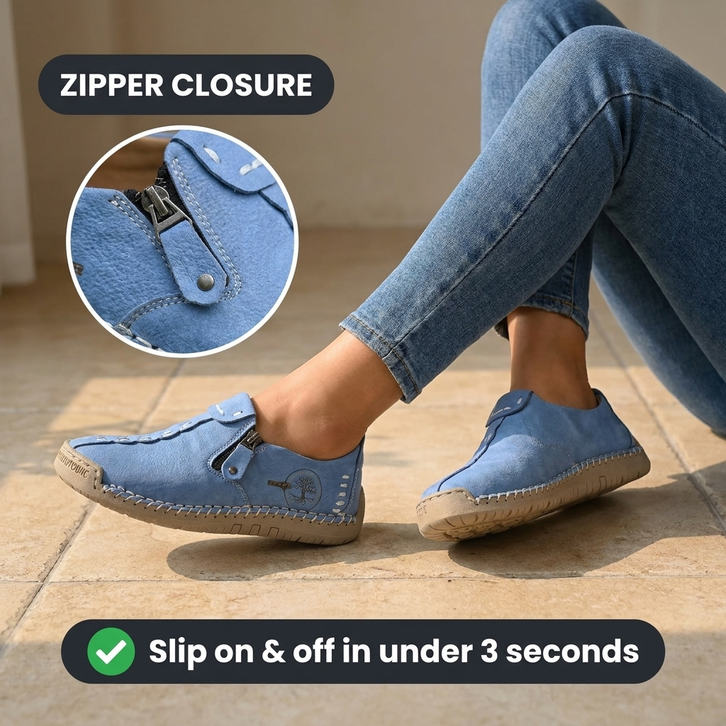 Ashlynn | Hand-Stitched Zip Comfort Loafers