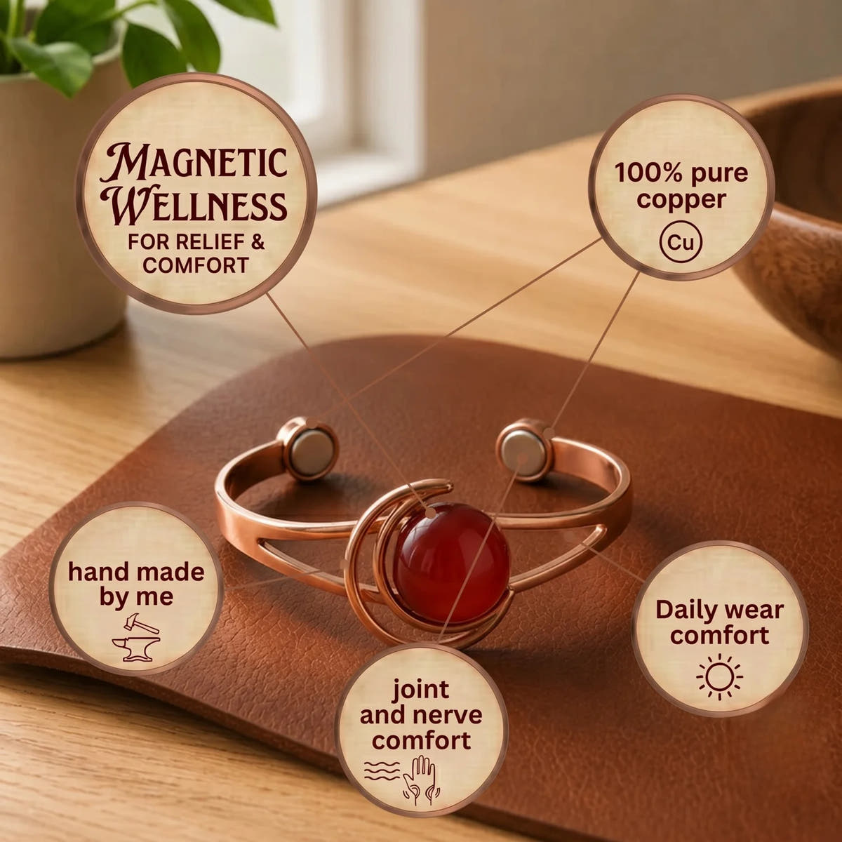 Garnet Copper Bracelet