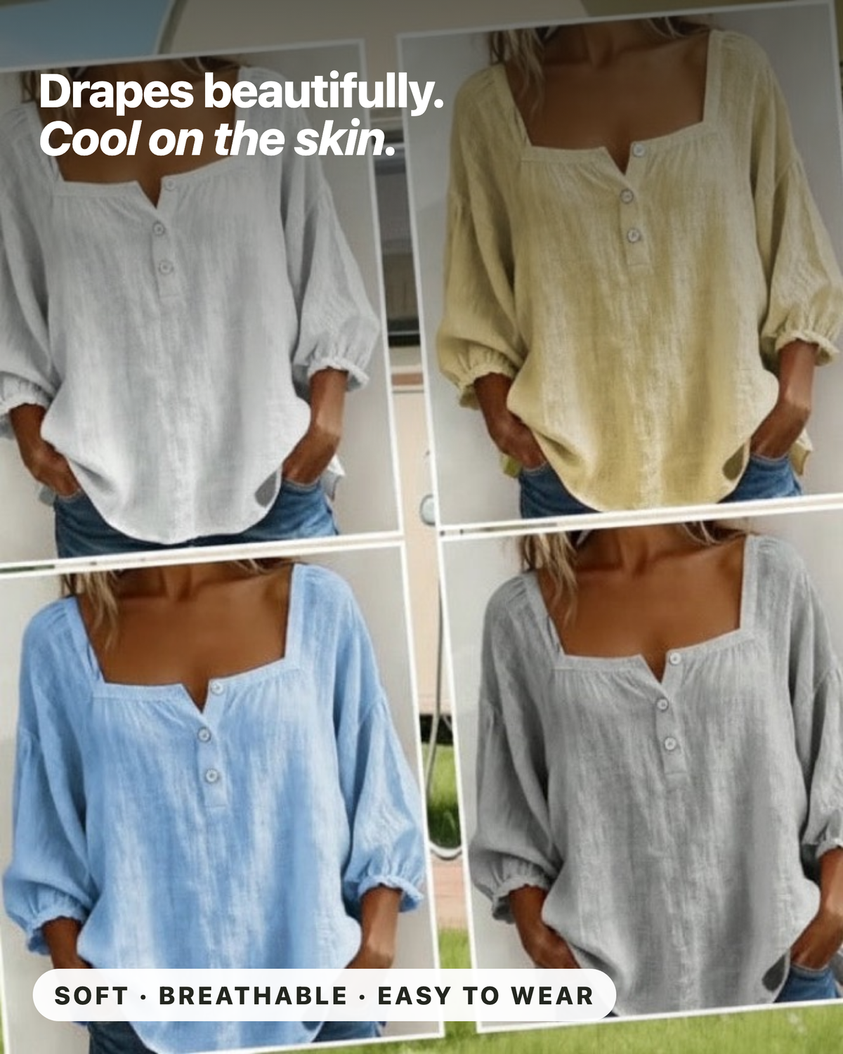 Gertrude | Square-Neck Lantern Sleeve Blouse