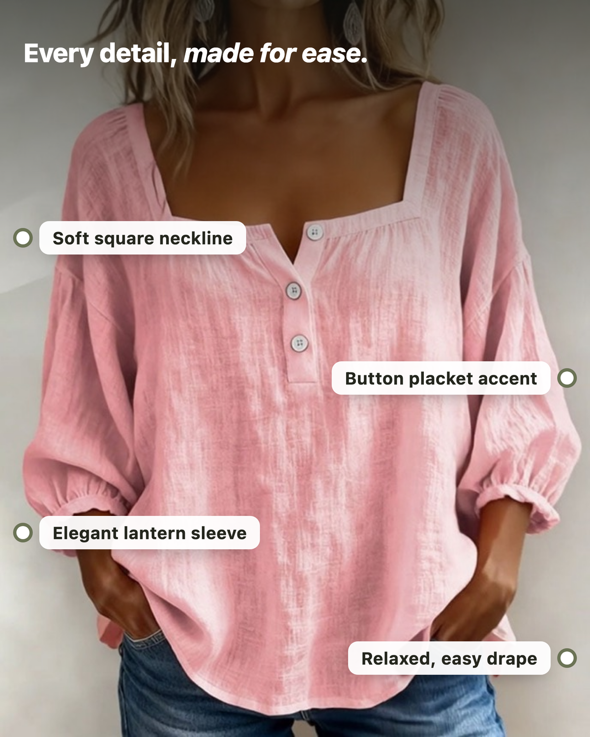 Gertrude | Square-Neck Lantern Sleeve Blouse