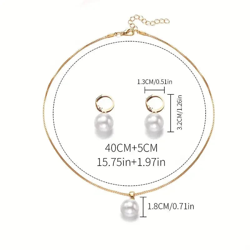 Golden Grace Pearl Jewelry Set | Gold