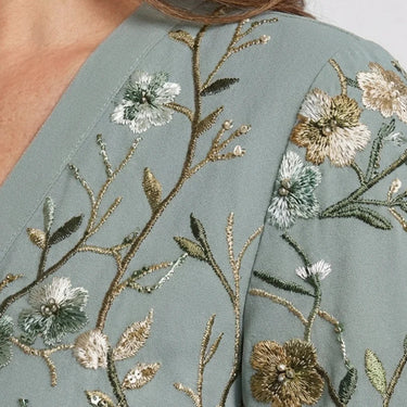 Evadne | Embroidered V Neck Maxi Dress