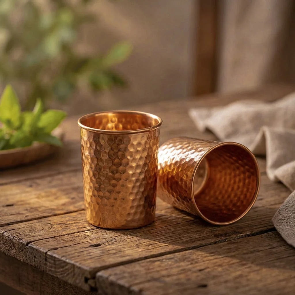 Hammered Copper Glass Set