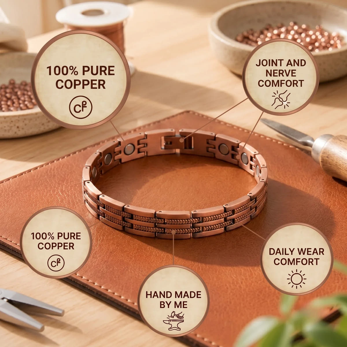 Hatch Men's Copper Bracelet