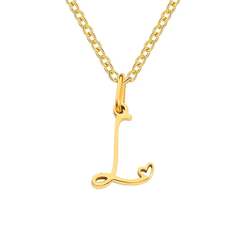 Heart Initial Necklace | Gold