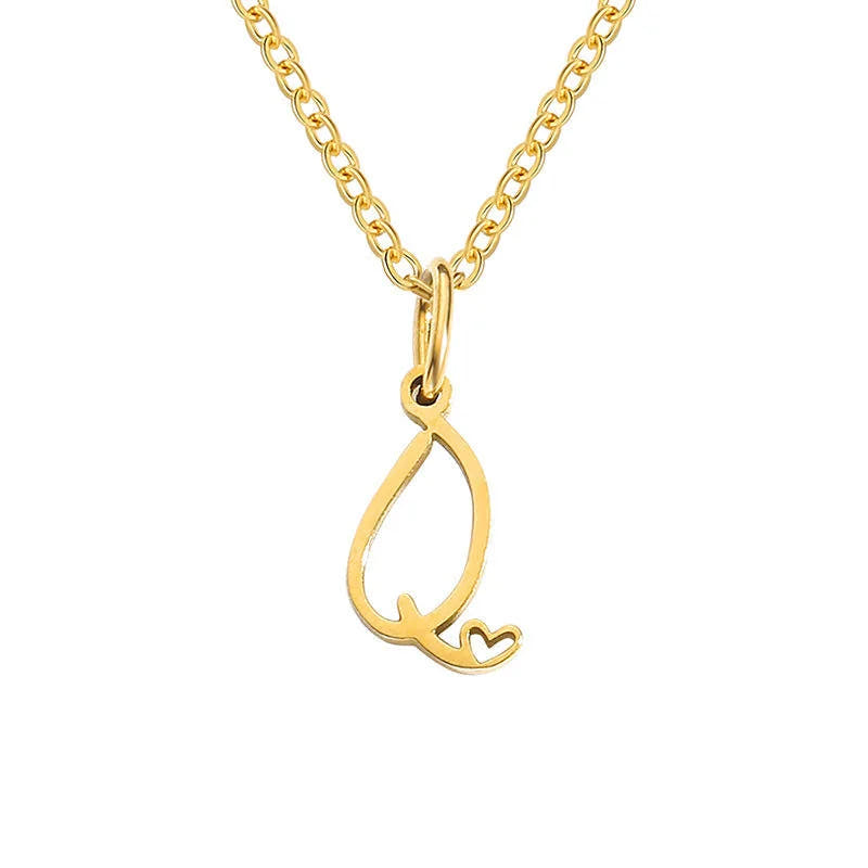 Heart Initial Necklace | Gold