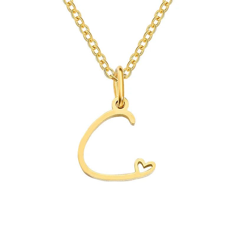 Heart Initial Necklace | Gold