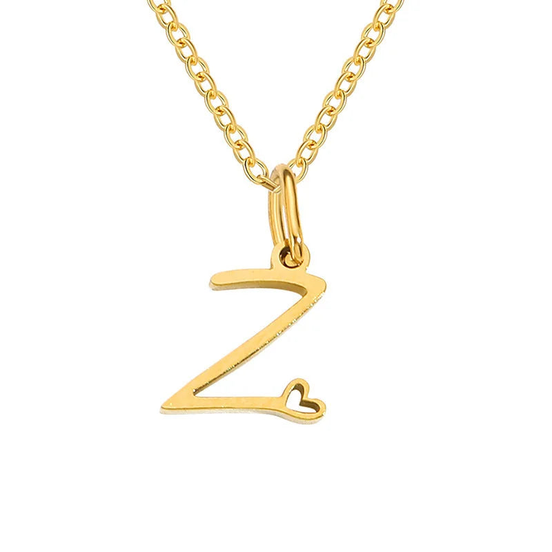 Heart Initial Necklace | Gold