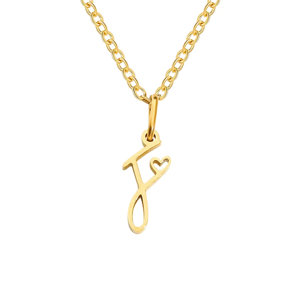 Heart Initial Necklace | Gold
