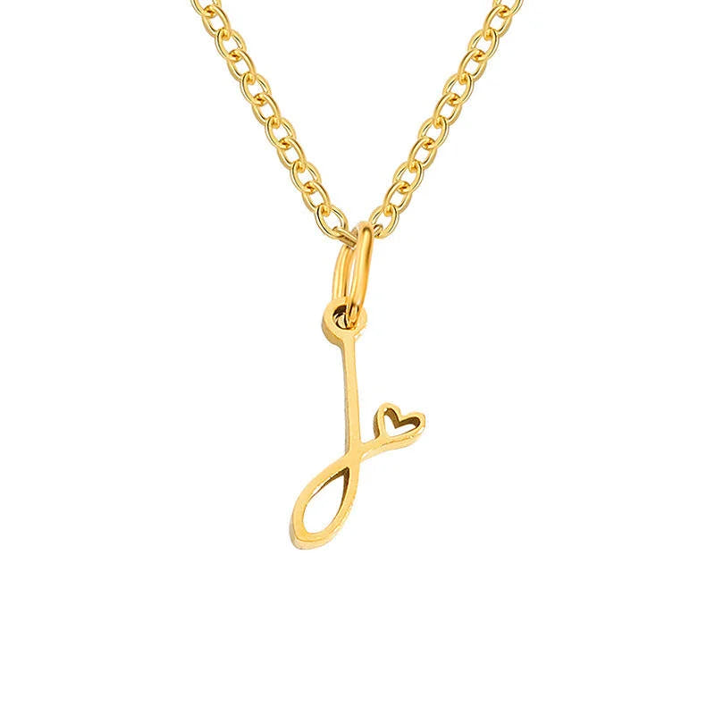 Heart Initial Necklace | Gold