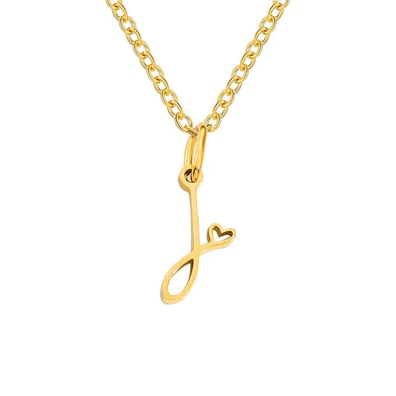 Heart Initial Necklace | Gold