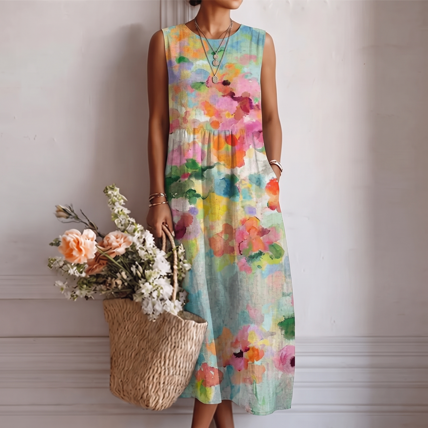 Carla | Elegant Multicolor Midi Dress