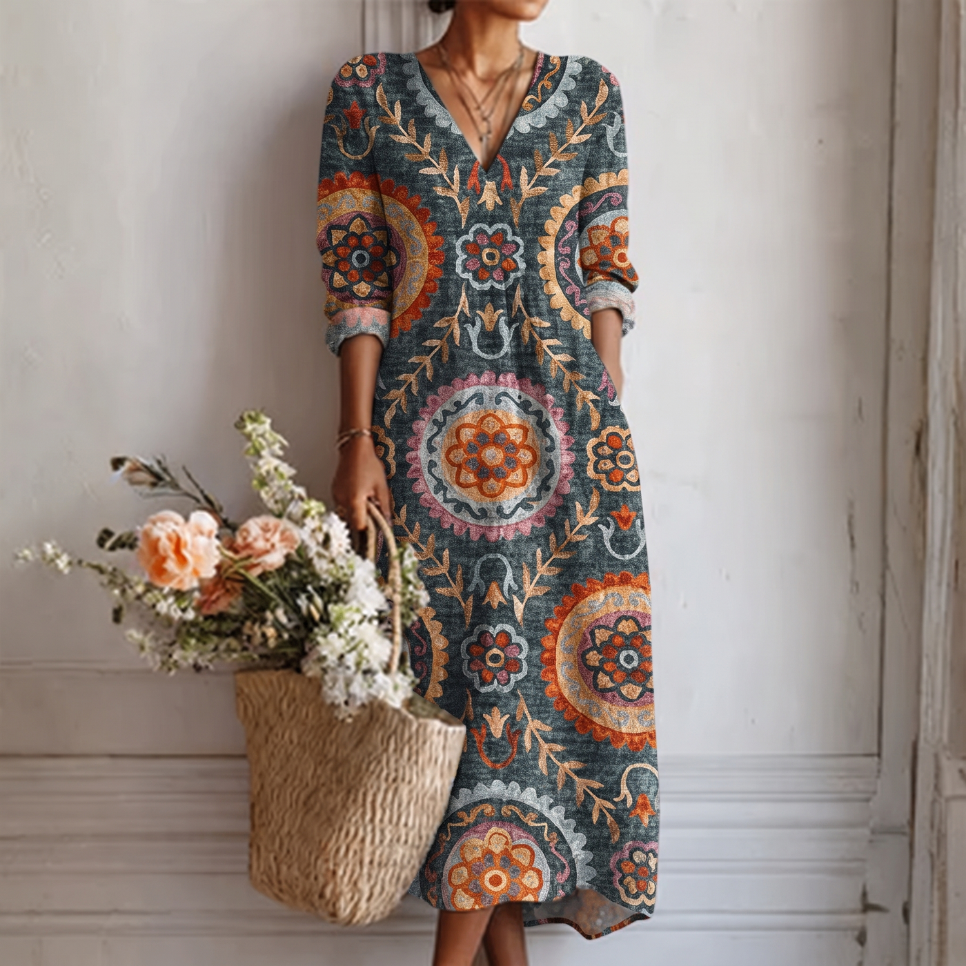 Elia | Geometric Midi Dress
