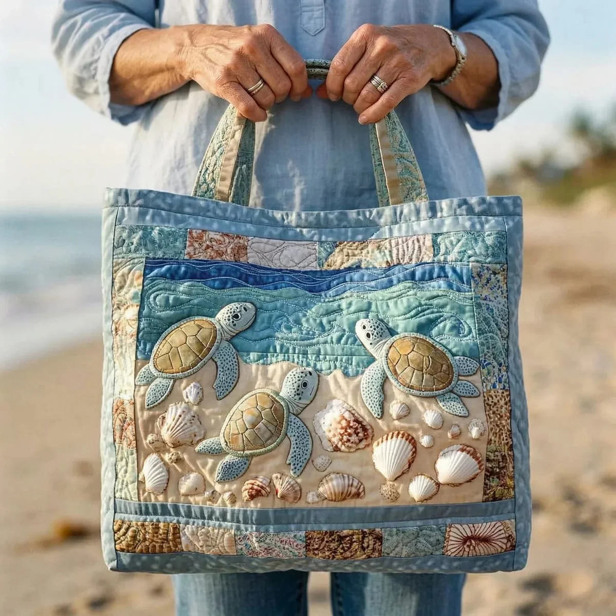 Hope | Quilted Marine Turtles Tote