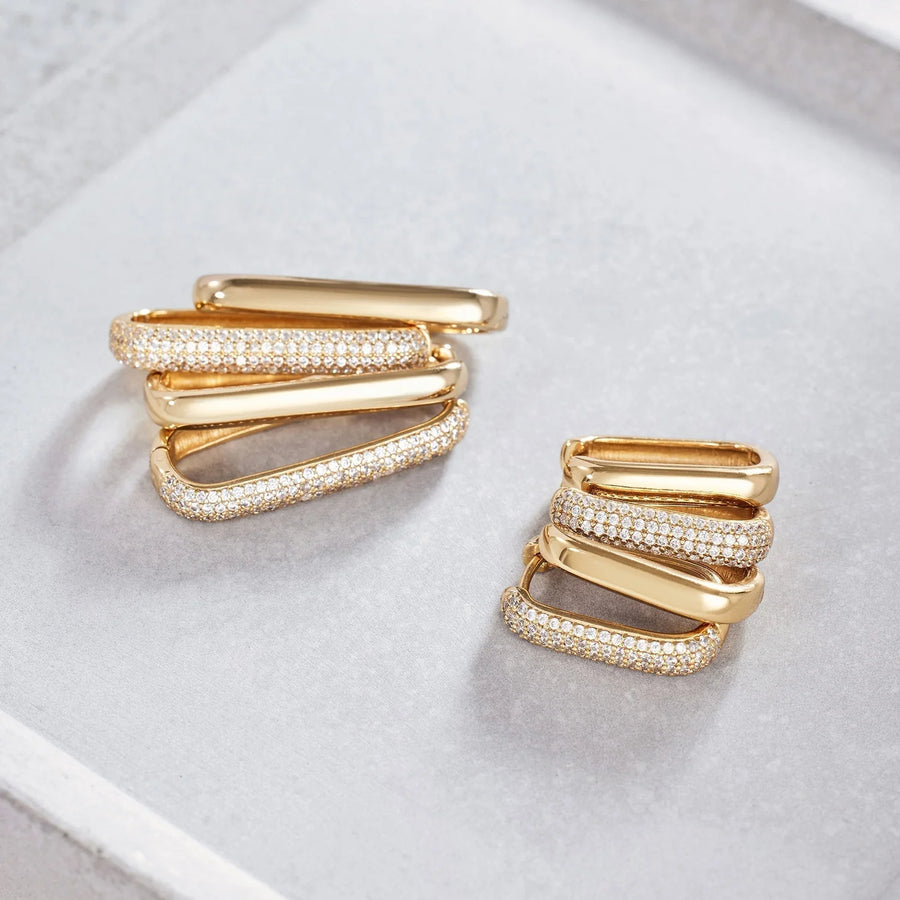 Icon Pave Hoops | Gold