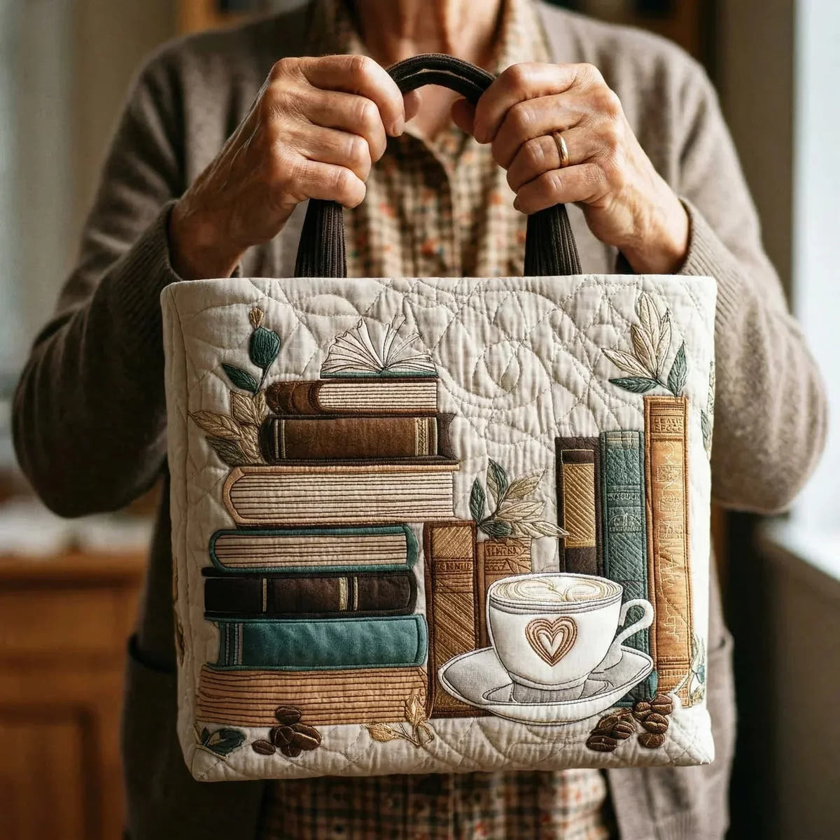 Ilse | Quilted Coffee Print Tote
