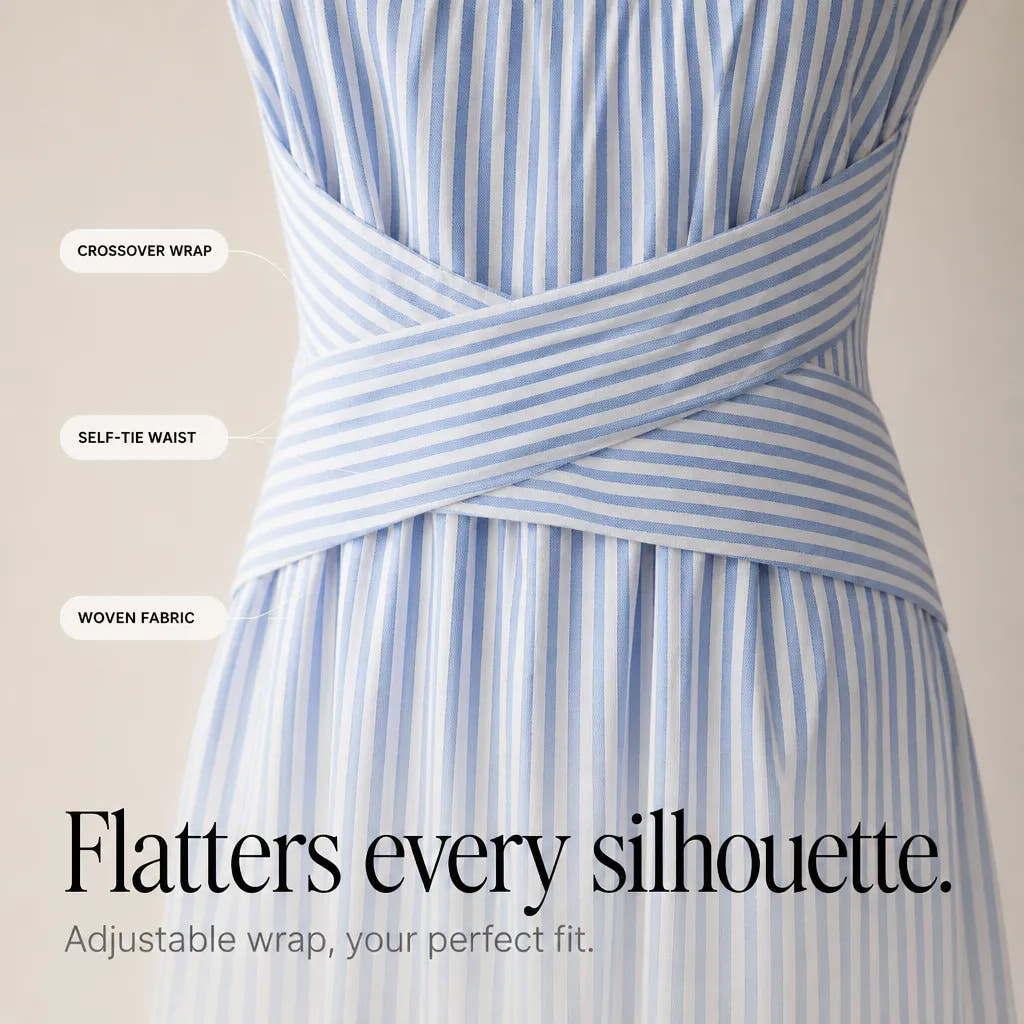Marelle | Striped Wrap Waist Maxi Dress