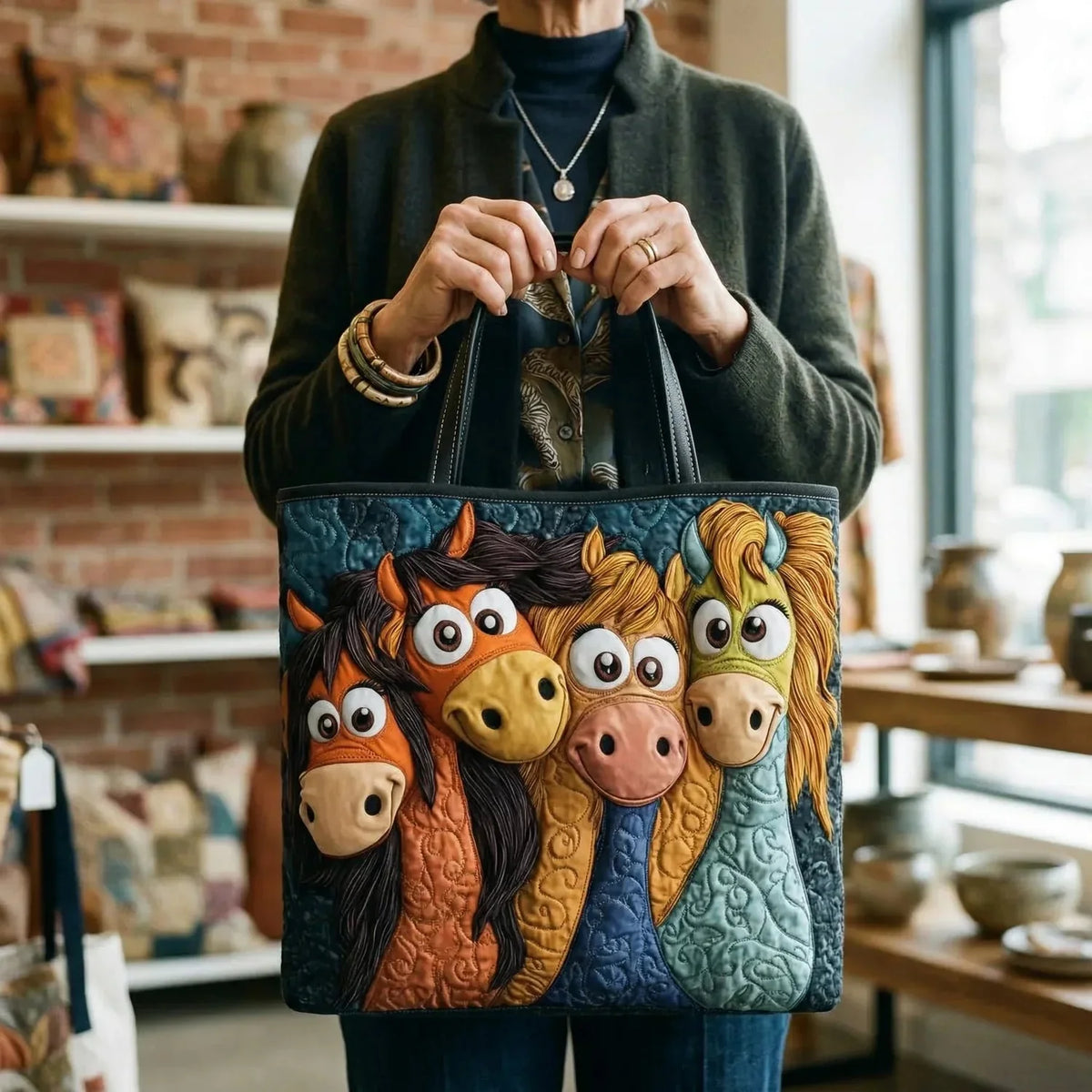 Isabel | Quilted Playful Pony Tote