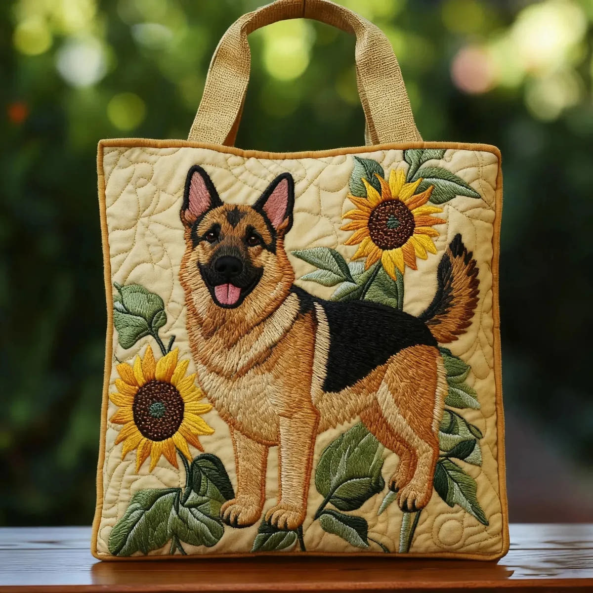 Jana | Quilted Shepherd Dog Floral Tote
