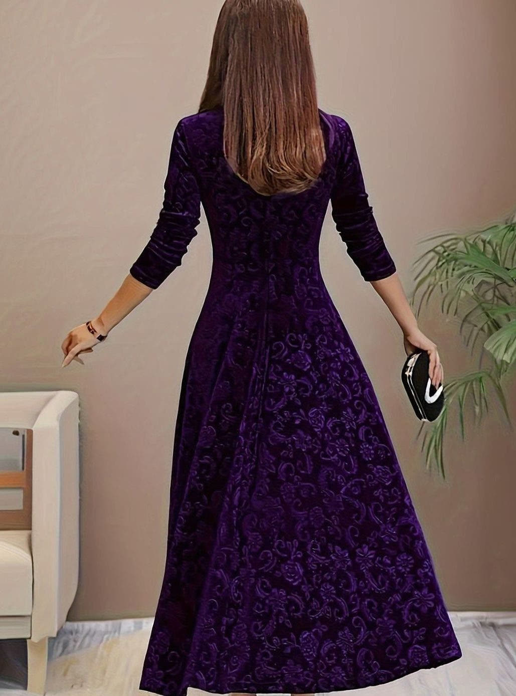 Simona | Velvet Square-Neck A-Line Dress