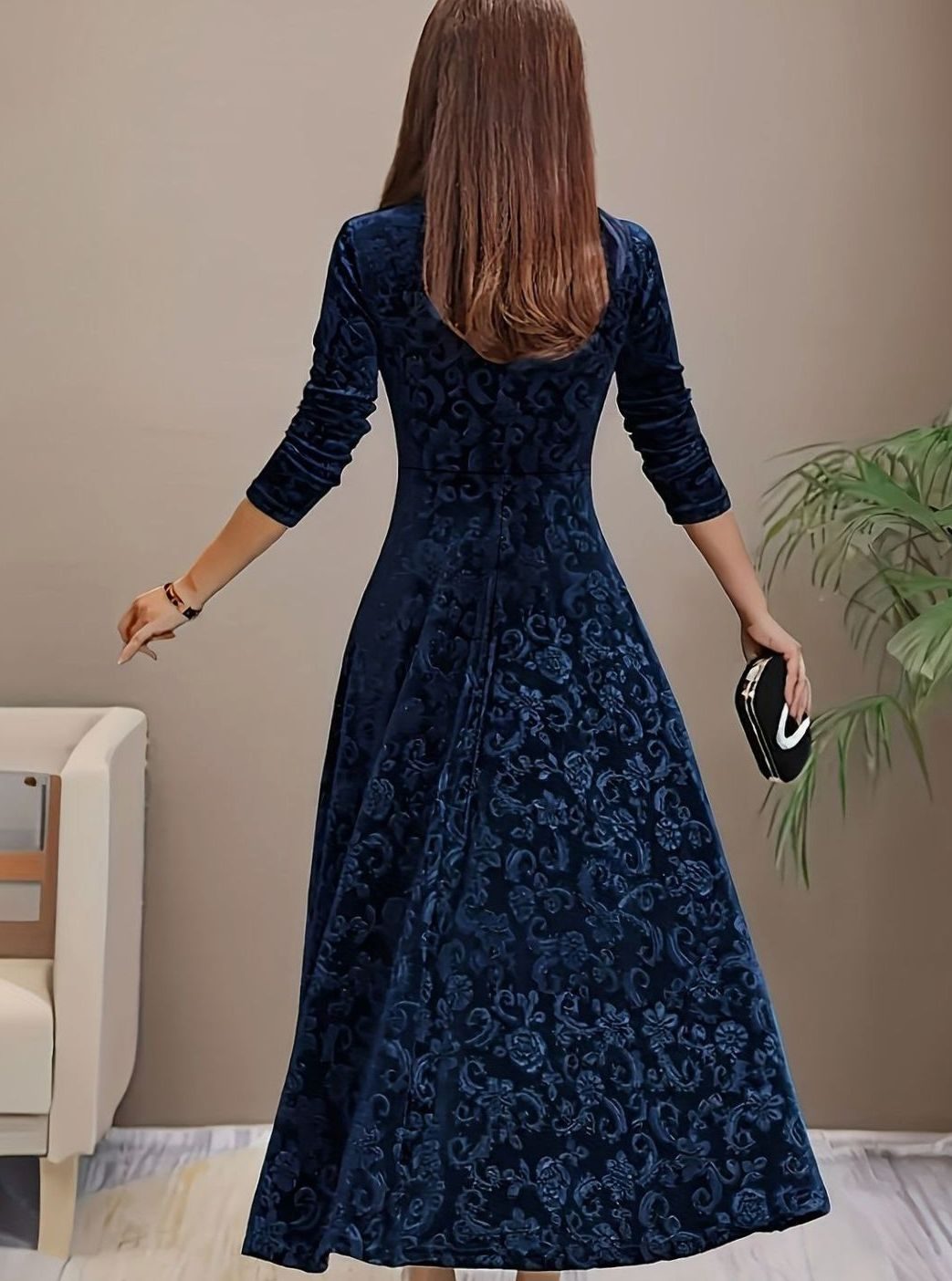 Simona | Velvet Square-Neck A-Line Dress