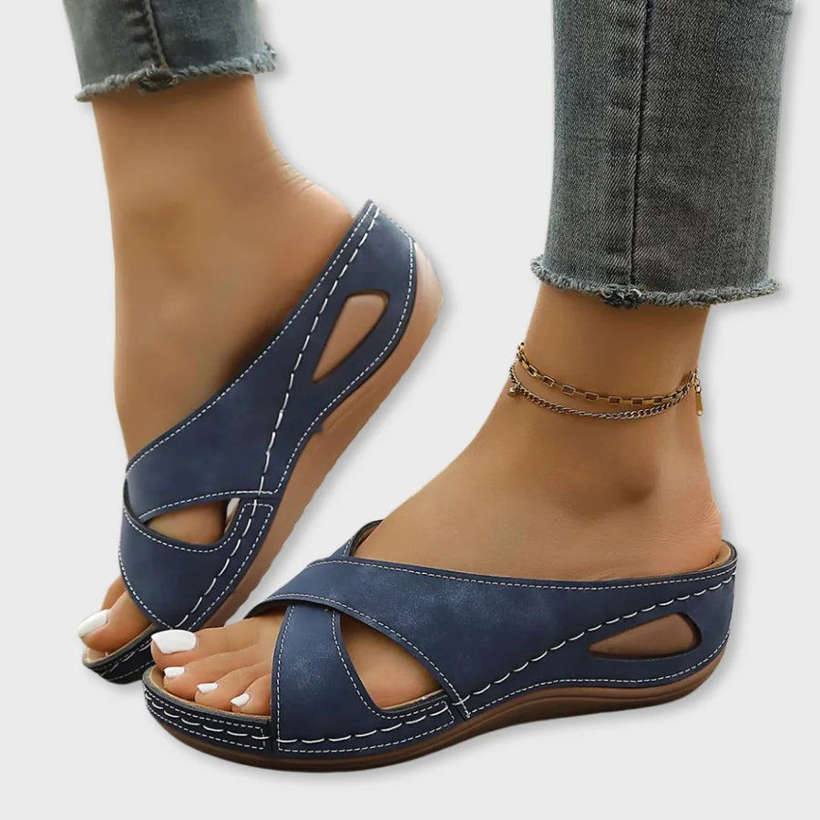Kate | Slip-On Low Wedge Sandals