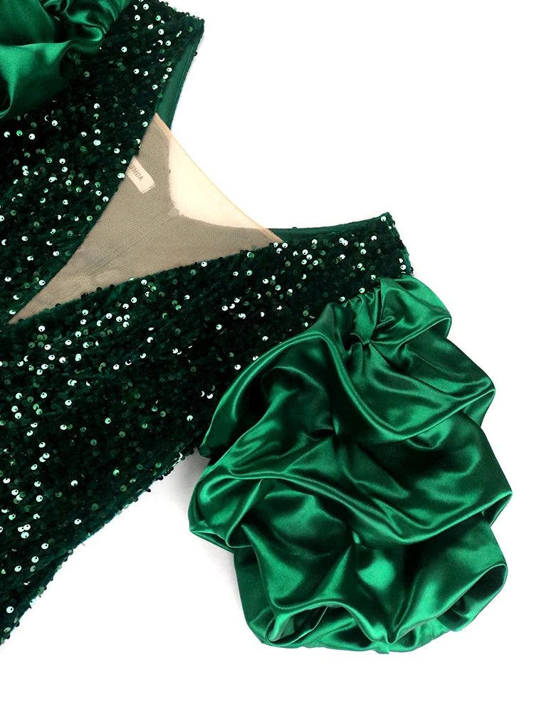 Tecla | Sequin Puff-Sleeve Bodycon Dress