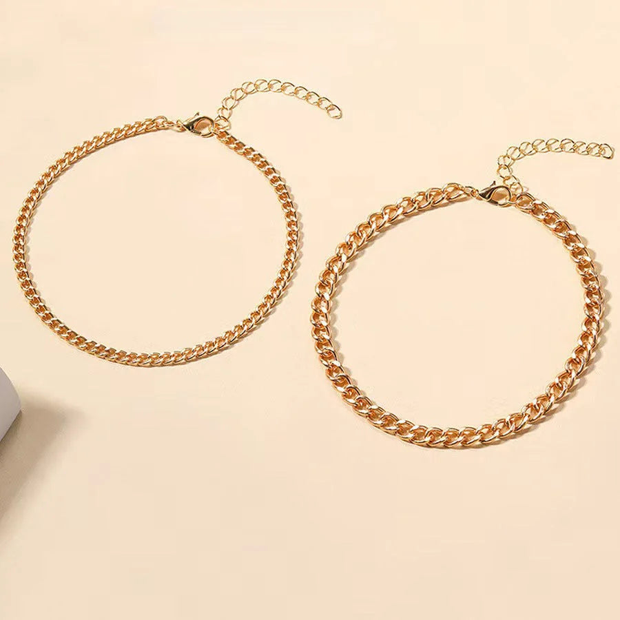 Layered Cuban Link Anklet | Gold