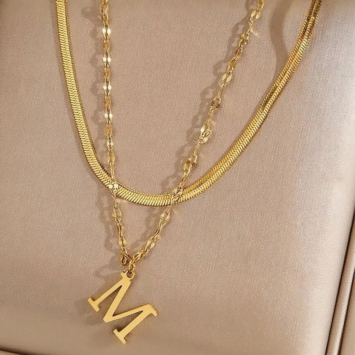 Layered Initial Necklace | Gold
