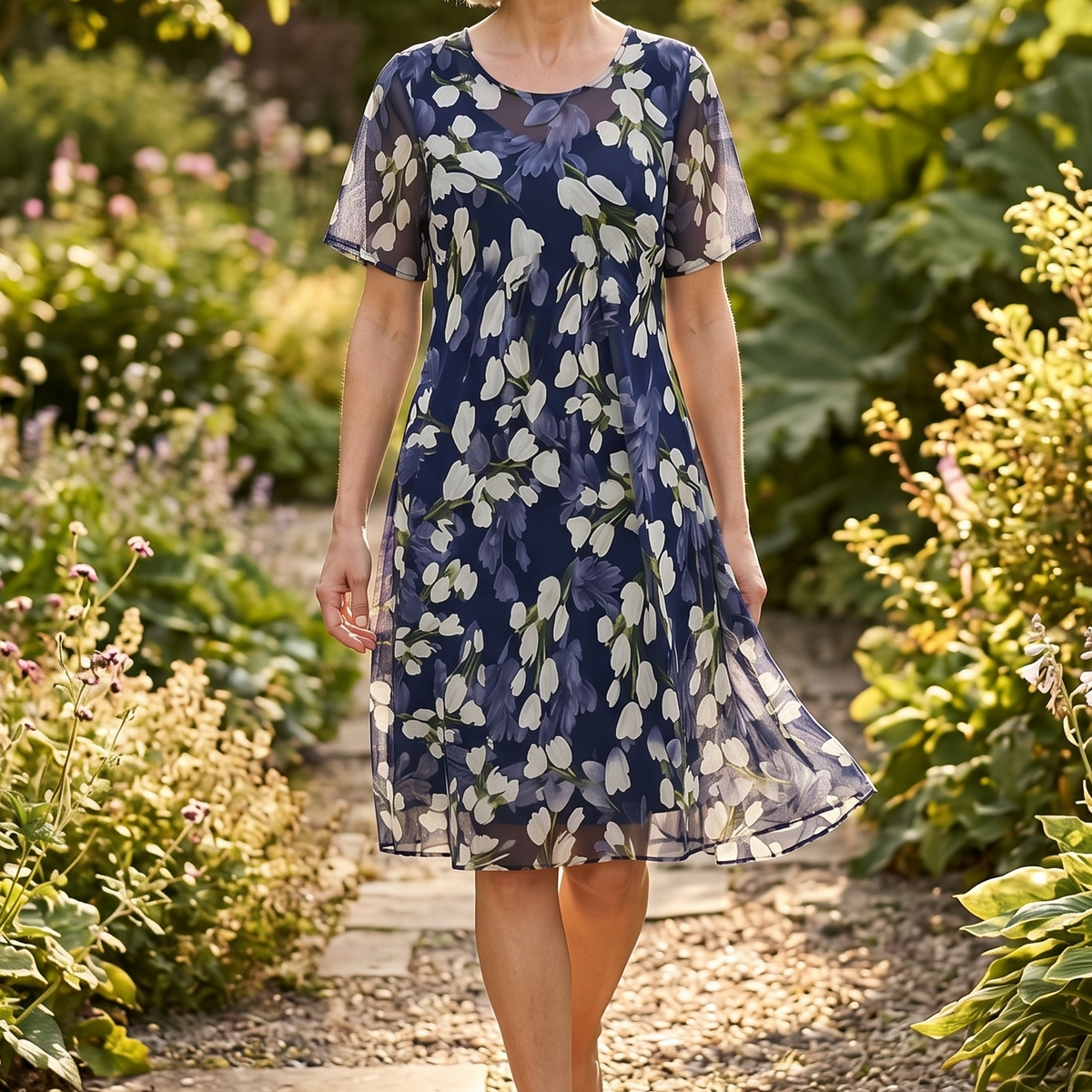 Florenza | Navy Floral Midi Dress