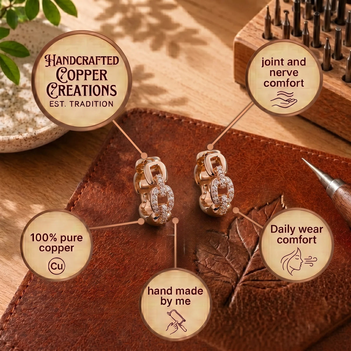 Link Copper Earrings