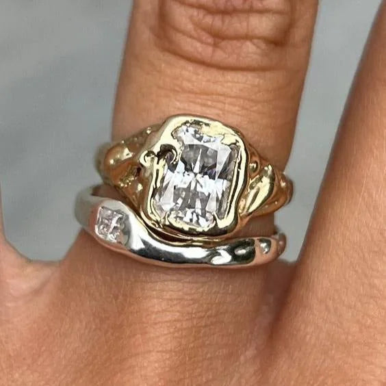 Luminous Gold-Tone and Silver-Tone Ring Set