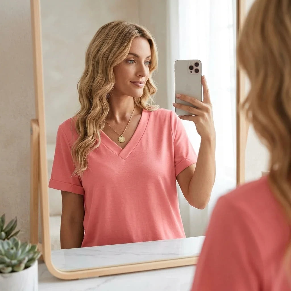 Lunavia | Soft V-Neck Tee with Rolled Cuffs