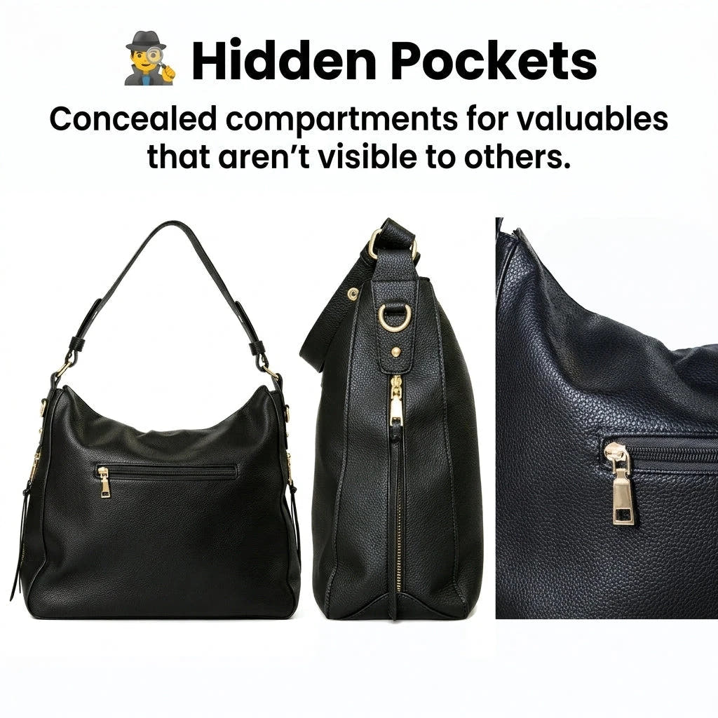 Luxury Leather Hobo Anti-Theft Handbag 2.0 + FREE Pouch Wallet (6-Layer Security Edition)